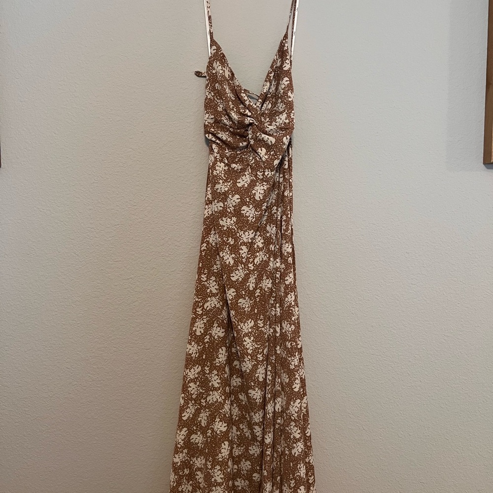 Lulus Floral Brown Maxi Dress